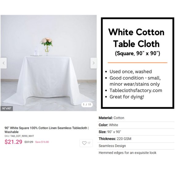 White Cotton Table Cloth - Picture 1 of 3